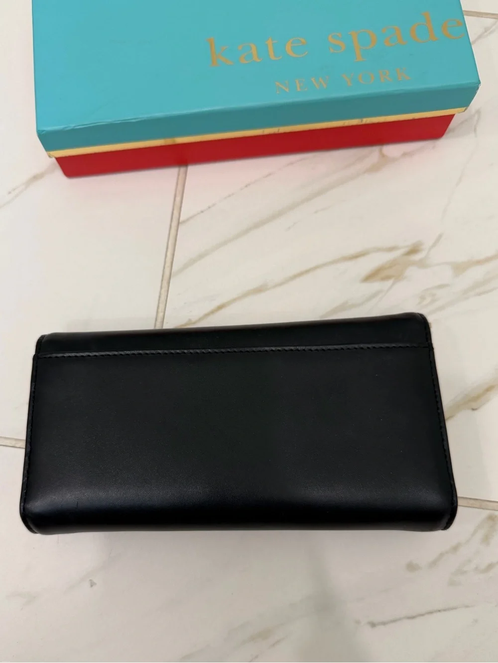 kate spade - Black Leather Flap Continental Wallet - Gently Used in Box